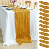 12 Pack 10Ft Yellow Cheesecloth Table Runner 35×120 Inch