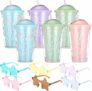6-Pack Snowglobe Tumbler w/ Straws + 6-Count Star Sunglasses Bundle