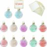 Set of 12 Glass Bauble Place Card Holders with Gold Cards & Strings
