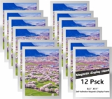 12-Pack Self-Adhesive Picture Frames w/ Durable Magnetic Board and Clear PVS,  8.5″x 11″