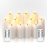 Set of 12 Flameless LED Pillar Candles w/ Remote & Timer