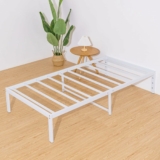 14 Inch Twin Bed Frame with Storage Heavy Duty Tall Metal Platform Bed Frame with Steel Slats No Box Spring Needed Anti Slip White