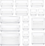 16-Pcs Clear Drawer Organizer Bins