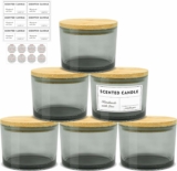 6-Pack Large Empty 16oz 3 Wick Candle Jars with Bamboo Lids, Stickers and Labels