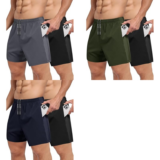 2-Pack Men’s 5” Quick Dry Athletic Running Shorts