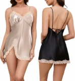 2 Set Satin Lace Nightgown Slip Dress