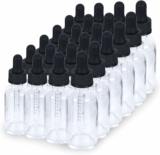 24 Pack Clear Glass Boston Bottles 60ml with Eye Droppers