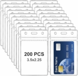 200 Pcs Vertical Badge Holders Plastic