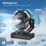 20000mAh Portable Misting Fan, USB Rechargeable Camping Fan with LED Light