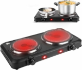 Double Burner Infrared Burner with 7.5” & 6.3” Ceramic Glass Cooktop