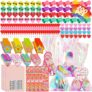 200-Pcs Valentine Goodie Bags (Includes Cellophane Bags, Love Boxes, Notebooks, Pencils, Sharpener, Eraser, Stickers, & Cards)