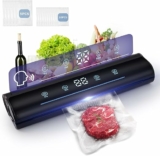 Vacuum Sealer Machine, Digital Display and Voice Prompts, Touchscreens Dry & Moist Modes w/ 15 Bags