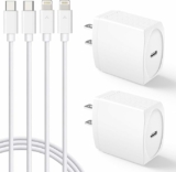 2-Pack 20W USB C Plug + 2-Count 10ft USB C to Lightning Cables