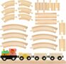 24 Pcs DIY Wooden Trains Unfinished Magnetic Wooden Train Cars with Track