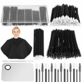 Disposable Makeup Applicators Kit w/ Barber Cape and Stainless Steel Palette