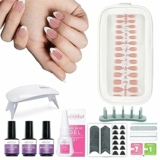 288 – Piece DIY French Manicure & Pedicure Kit with Almond, Square False Nail Tips, UV Lamp, Nail Glue