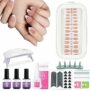 288 – Piece DIY French Manicure & Pedicure Kit with Almond, Square False Nail Tips, UV Lamp, Nail Glue