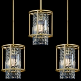 3 Pack 1 Light Hanging Kitchen Island Crystal Modern Pendant Light Fixture,Gold Finish 8″