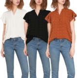 3-Pack Women’s V Neck Ruffle Blouses