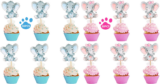 Get Both Pink & Blue! 30 Pack Elephant Cupcake Toppers