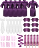 30 Pcs Kids Satin Silky Robes with Eye Masks, Hair Bow Veils, Toe Separators, & Steamers, Size 4