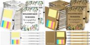 30Sets Welcome Back to School Gifts Bulk Spiral Notebooks with Sticky Notes, Ballpoint Pens