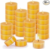 32 Pack Yellow Beeswax Tealight Candles, 4 Hours Burn Time