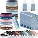 6 Set Motivational Silicone Wristbands w/ Card & Organza Bag