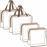 4 Pieces Clear Makeup Bags, Large Cosmetic Toiletry Bag, PVC Tote With Zipper Handle