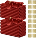 20-Count Satin Napkins + 20-Ct Napkin Rings Set (Rust Color)