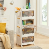 4-Tier 44 Qt Foldable Stackable Heavy Duty Storage Bins with Lids & Doors