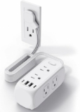 5 FT Power Strip – 6 Widely Outlets with 4 USB Ports,3 Side Outlet Extender,Multi-Outlet Flat Plug,1250W