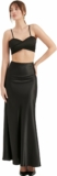 Women’s High Waist Pleated Flowy Maxi Satin Skirt