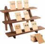 3-Tier Wooden Jewelry Display Stand + 50-Ct Earring Cards