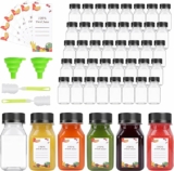 56pcs 4oz Pcs Juice Bottles, Juice Bottle with Caps Reusable Empty Clear Bottles with Label, Funnel, Brush