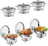 6-Pack Stainless Steel Chafing Dish Buffe with Water Pan & Lidt, 5-Qt