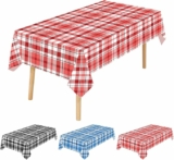 6 Pack Disposable Checkered Plastic Tablecloth, 54 x 108 Inch