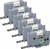 6-Pack TZe-335 Label Tape White on Black Replacement for Brother TZe335 TZ-335 P Touch Label