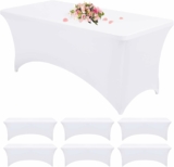 6 Pack White Fitted Spandex Table Covers – 8Ft