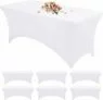 6 Pack White Fitted Spandex Table Covers – 8Ft