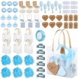 6-Sets Baby Shower Prizes for Game Winners (Jewelry Boxes, Hair Brushes, Spa Headband, Compact Mirrors, Scrunchies, Coasters, Loofahs, Powder Puffs, Thank You Card & Gift Bag)