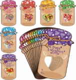 60 Pcs Valentines Day Candy Jar Cards, 6 Styles Mason Jar