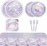 65Pcs Mermaid Party Supplies with Disposable Dinnerware (Serves 16 Guests)