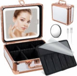 Travel Makeup Train Case With Removable Light Up Mirror