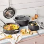 7pc Figmint Nonstick Hard Anodized Aluminum Cookware Set Dark Gray