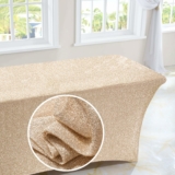 2-Pack 8 Foot Champagne Gold Shiny Glitter Table Cover