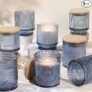 8 Pack Blue Assorted Glass Candle Jars for Making Candles, 7 Oz
