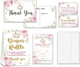 Fall Thanksgiving Baby Invitation & Shower Game Set (25-Ct Diaper Raffle Tickets, 25 Book Request Cards, 25-Ct Thank You Card, 25-Ct Fill in Invites w/ Envelope, & 1 Diaper Raffle Sign)