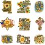 9-Pcs Faith Sunflower Iron On Decals for Clothing