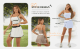 2-Pc Women’s Tennis Outfit Set (Crop Tank Top w/ Side Slit Mini Skort)
